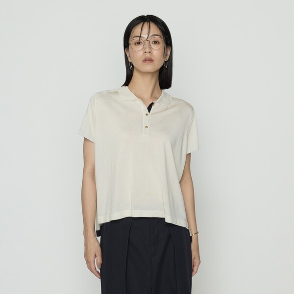 コムサ（COMME CA）/シルキー天竺ニット ポロニットプルオーバー TALLサイズ 〕 シルキー天竺ニット ポロニットプルオーバー | コムサ