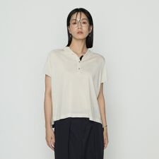 〔 TALLサイズ 〕 シルキー天竺ニット ポロニットプルオーバー