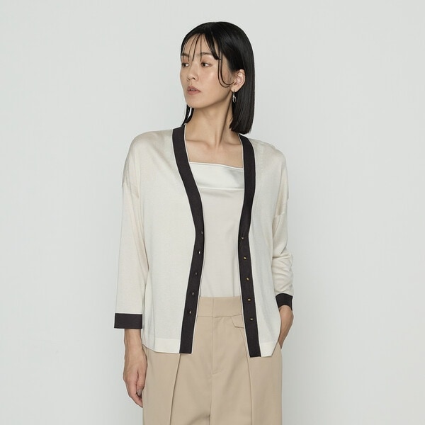 コムサ（COMME CA）/〔 Sサイズ 〕 シルキー天竺ニット バイカラーカーディガン Sサイズ 〕 シルキー天竺ニット バイカラーカーディガン | コムサ