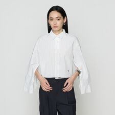 ストライプタイプライター／バルキーオックスフォード クロップドシャツ