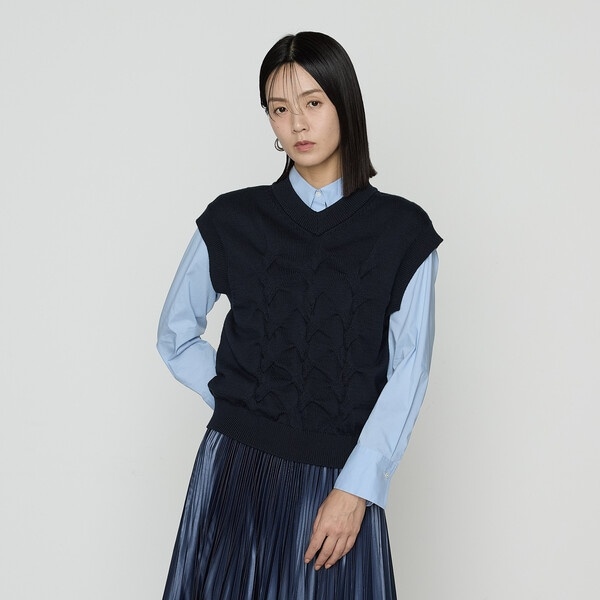 Sサイズ 〕 カシミヤ配色ニット プルオーバー | コムサ(COMME CA