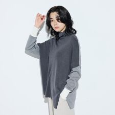 ウール混スムース タートルプルオーバー