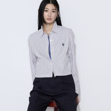 〔 Sサイズ 〕 コットンポプリンストライプ クロプトシャツ