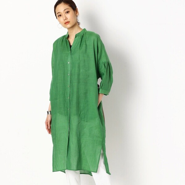 新品【定価3.6万】Gabardine K.T 竹シャンブレー ロングシャツ ギャバジンK.T 定価3.6万 竹100% シャンブレー ロング シャツ ベルト