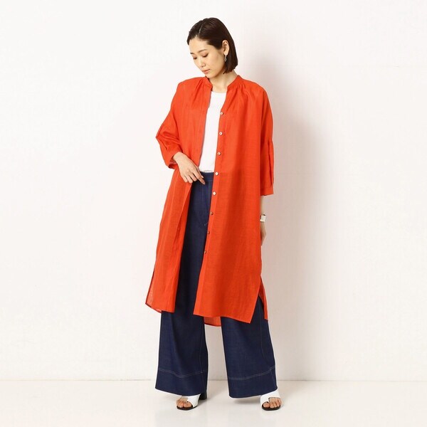 新品【定価3.6万】Gabardine K.T 竹シャンブレー ロングシャツ サイズ〕【洗える】竹シャンブレー ロングシャツ | ギャバジン