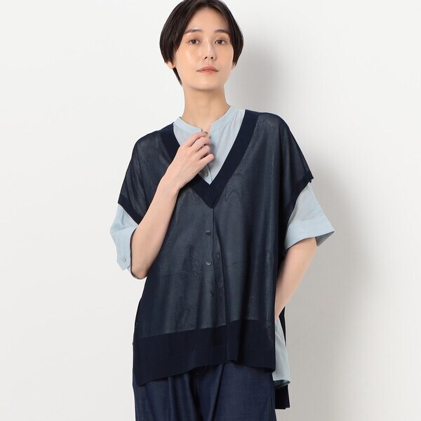 23区　クロスコンビパフスリーブニット　ネイビー 38 新品未使用 23区 クロスコンビパフスリーブニット ネイビー 38 新品未使用 セール