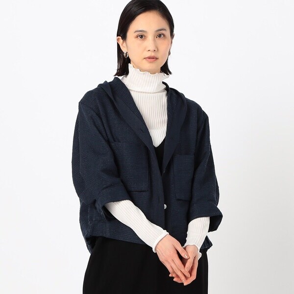 和紙混ツィード フード襟ブルゾン | ギャバジン K.T(Gabardine K.T