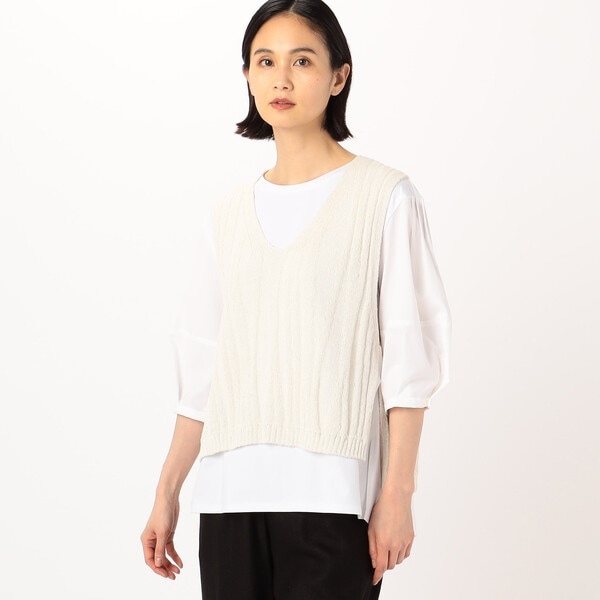 ギャバジン K．T（Gabardine K．T）/〔 +サイズ 〕 【前後2WAY】よろけ縞 ニットベスト サイズ 〕 【前後2WAY】よろけ縞 ニットベスト | ギャバジン K.T