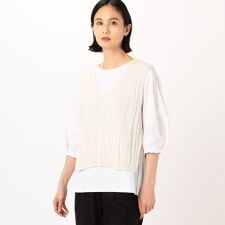 ギャバジン K.T(Gabardine K.T)の〔 +サイズ 〕 【前後2WAY】よろけ縞 ニットベスト