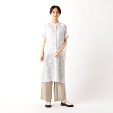 しゃくやくカットジャカード シャツワンピース | ギャバジン K.T 