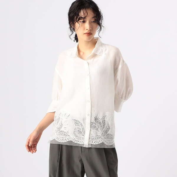 イエナ ゆったり オーバーサイズ バンドカラー 上質ラミー リネンシャツ 白 イエナ ゆったり オーバーサイズ バンドカラー 上質ラミー