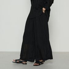 ジャカードボーダー タックワイドパンツ