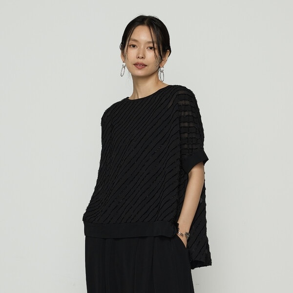 ギャバジン K.T] セットアップ対応 パウダーツイルストレッチ ブラウス