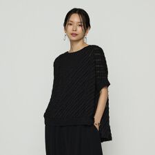 バイアス柄カットジャカード バイアス柄プルオーバー