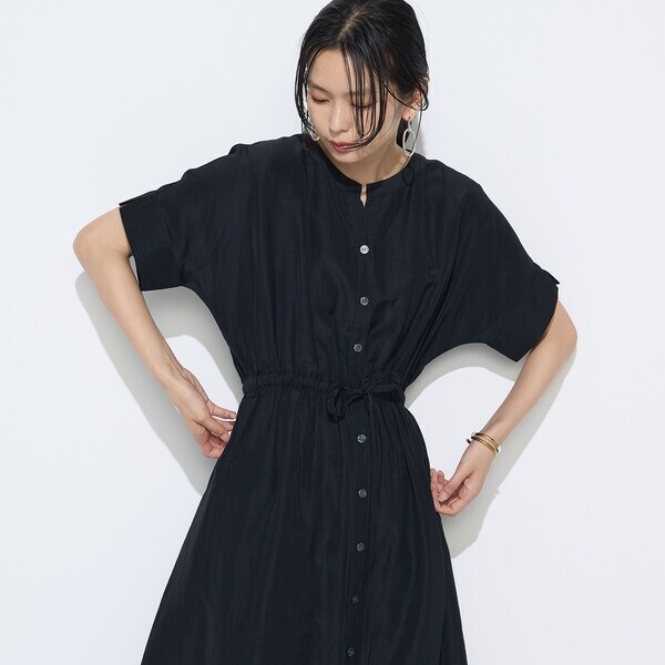 アセテートリネンタッサー ヘンリーネックワンピース | ギャバジン K.T