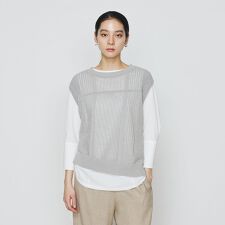 【前後2WAY】和紙×peフリーゼヤーン スクエアメッシュベスト