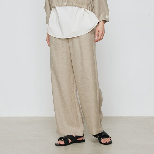 麻調合繊 ワイドパンツ