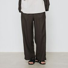 麻調合繊 ワイドパンツ