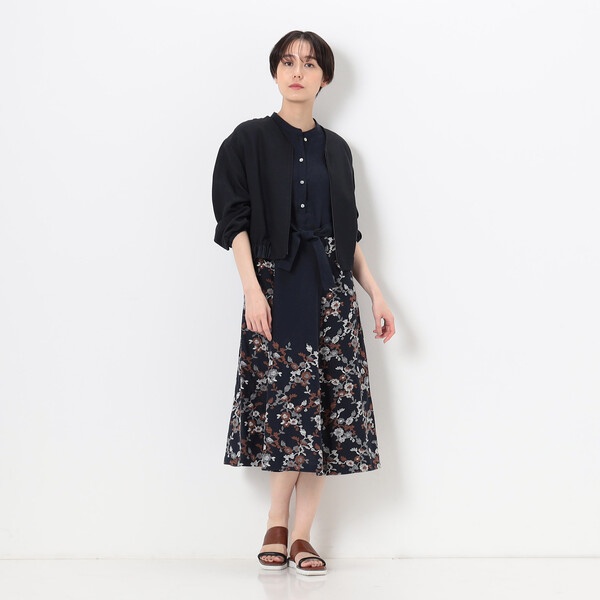 リネンフラワー刺繍 バンドカラーシャツドレス | K.T キヨコ タカセ
