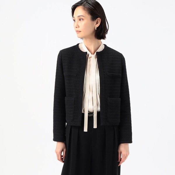 『KYOTO TAKASE』キョウトタカセ (9) ノーカラージャケット 楽天市場】〔 TALLサイズ 〕 からみ織り ノーカラージャケット