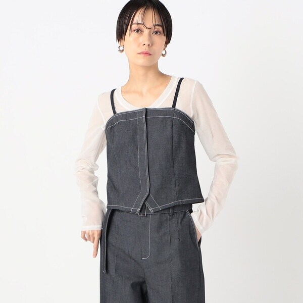 〔 Sサイズ 〕 コットンサテンオルタージュ ロングシャツ セール】コットンサテンオルタージュ ロングシャツ（シャツ