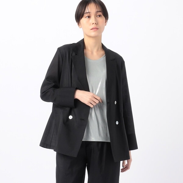 セットアップ対応】オックスストレッチ ノーカラー ジレ | 23区