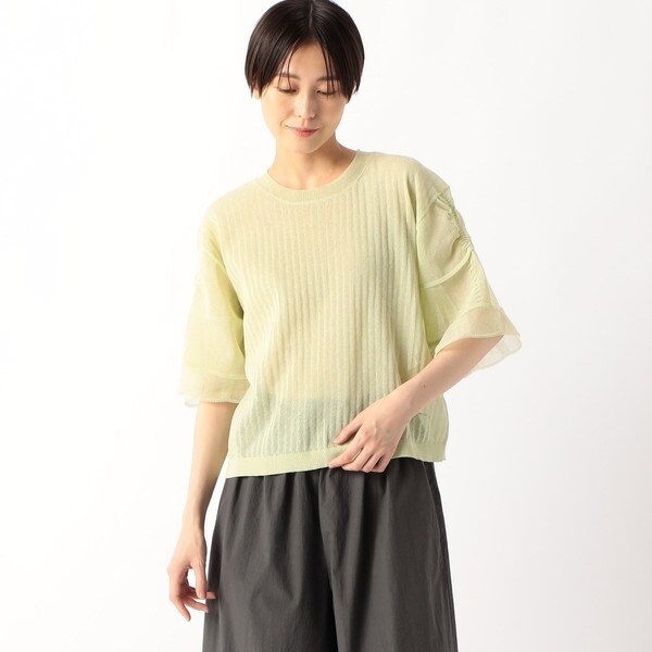 K．T キヨコ タカセ（K．T KIYOKO TAKASE）/ストライプ調シアーニット ベルスリーブシアープルオーバー ストライプ調シアーニット ベルスリーブシアープルオーバー | K.T