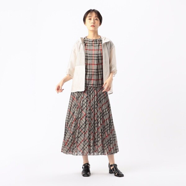 シアーリネンチェック プリーツスカート | K.T キヨコ タカセ(K.T