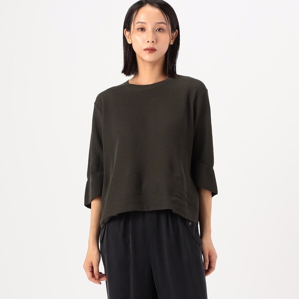 〔 Sサイズ 〕 ストレッチコットン鹿の子編みニット ハイネックフレンチスリーブニット COMME CA｜ストレッチコットン鹿の子編み ハイネックフレンチ