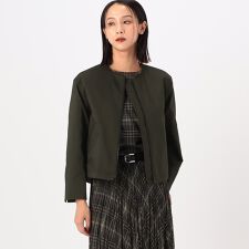 〔 TALLサイズ 〕 ポリエステルストレッチシャンブレー ノーカラー・MA-1ブルゾン