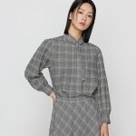 セットアップ対応】チェック転写プリント ボウタイ付きブラウス | K.T 
