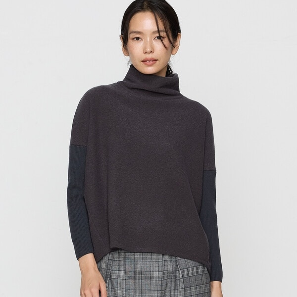 TALLサイズ 〕 ウールブークレー スヌード付きプルオーバー | K.T