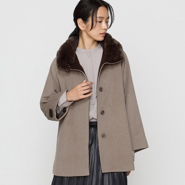 もりのこ　K.T 　キヨコタカセ　アンゴラウール Aラインショートコート セール】アンゴラウール Aラインショートコート（その他アウター