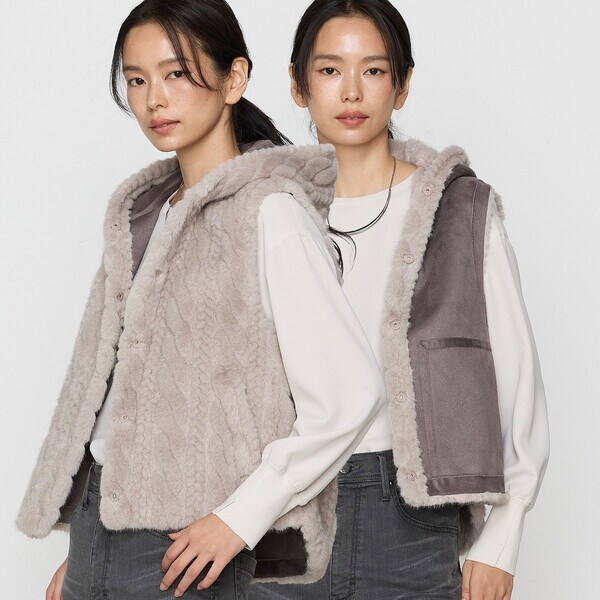 ケーブル柄フェイクファー ジレ | K.T キヨコ タカセ(K.T KIYOKO