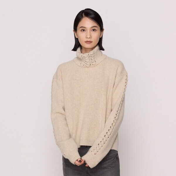〔 TALLサイズ 〕 片畦編み、天竺編み アンゴラ混ニットプルオーバー Sサイズ 〕 片畦編み、天竺編み アンゴラ混ニットプルオーバー
