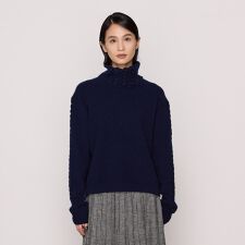 片畦編み、天竺編み アンゴラ混ニットプルオーバー