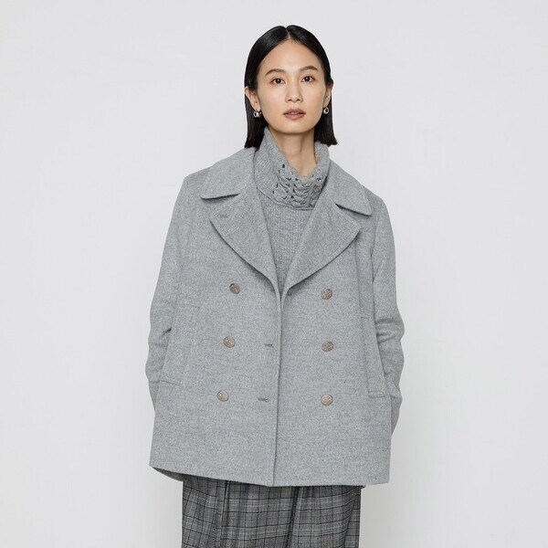 アンゴラウール混　ダブルピーコート 良品◎Max&Co アンゴラ混ダブルブレストピーコート ヴァージンウール M