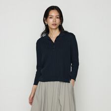 〔 TALLサイズ 〕 ケーブル編みニット ポロ襟プルオーバー