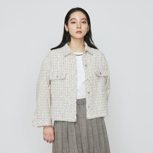 K．T キヨコ タカセ（K．T KIYOKO TAKASE）/〔 TALLサイズ 〕 サマーツイード クロプトシャツ TALLサイズ 〕 サマーツイード クロプトシャツ | K.T キヨコ タカセ