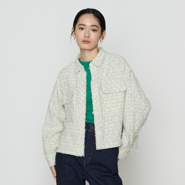 K.T キヨコ タカセ] TALLサイズ 〕 ヘリンボーンツイード ジャンパー