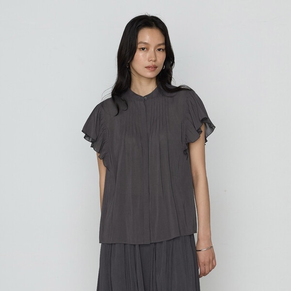 K．T キヨコ タカセ（K．T KIYOKO TAKASE）/〔 TALLサイズ 〕 【セットアップ対応】シャンブレーカッセン ブラウス TALLサイズ 〕 【セットアップ対応】シャンブレーカッセン ブラウス