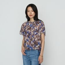 強撚カッセンアートプリント フロントタックブラウス