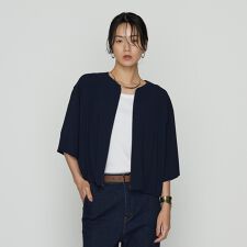 バックサテンジョーゼット ハーフスリーブブルゾン