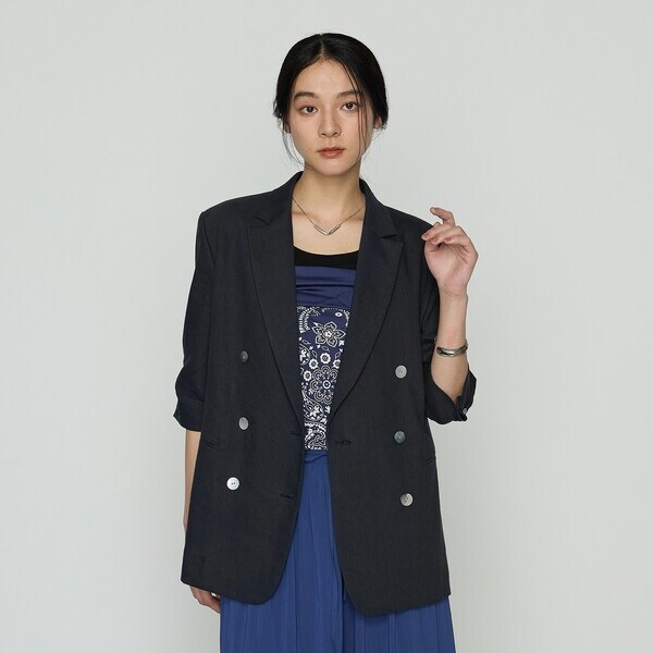 TALLサイズ 〕 トリアセウールフラノウィンドペン ダブルジャケット