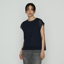 リネンコードレース レイヤード風ブラウス