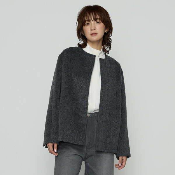 K．T キヨコ タカセ（K．T KIYOKO TAKASE）/〔 Sサイズ 〕 アルパカシャギー ノーカラージャコット Sサイズ 〕 アルパカシャギー ノーカラージャコット | K.T キヨコ