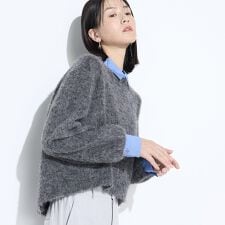 アルパカ混 レイヤード風プルオーバー