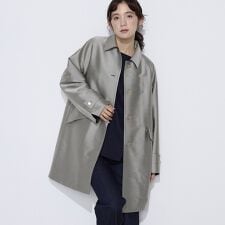 Sサイズ 〕 シルクチェック コンバーチブルステンカラーコート | K.T 