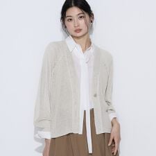 〔 Sサイズ 〕 和紙混ドライタッチ ニットカーディガン