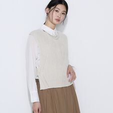 和紙混ドライタッチ ニットジレ